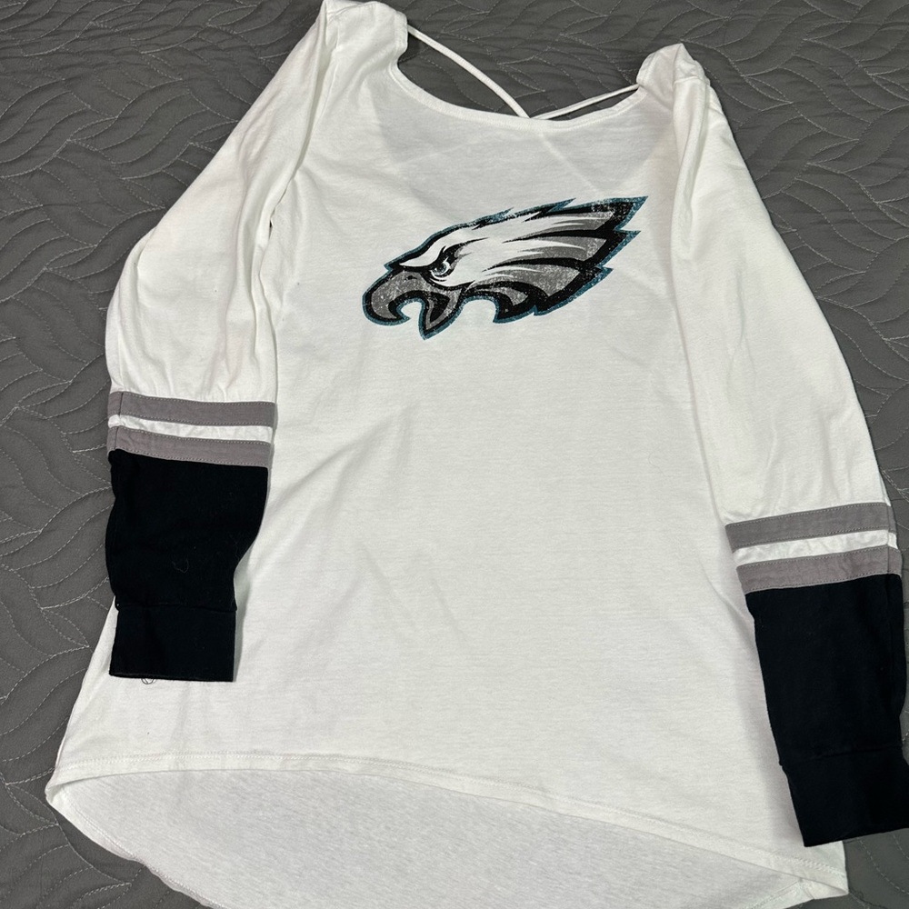 Philadelphia eagle fan- White Long Sleeve Shirt with Eagle Logo front